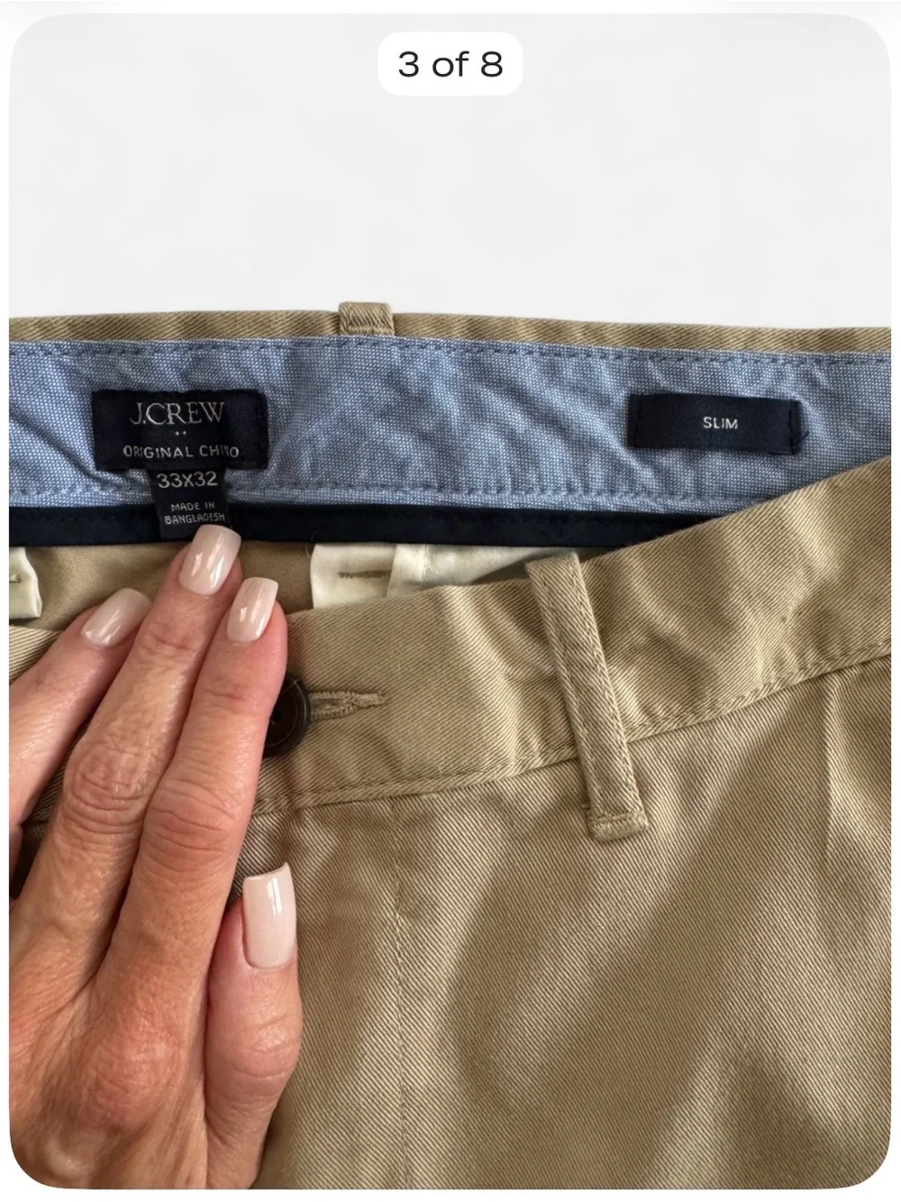 J.Crew Original Chino Men’s 33x32 Slim Fit Khaki Stretch Pants Tan